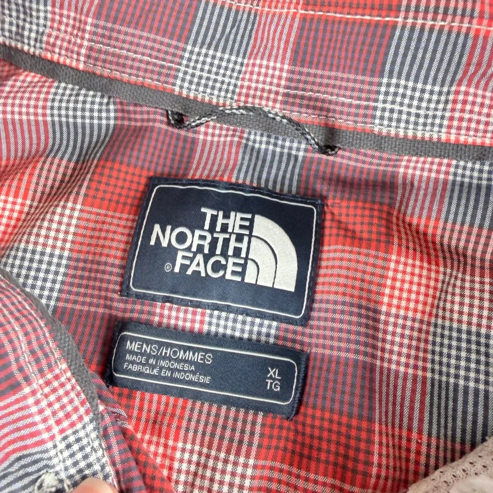 The North Face Mens XL Plaid Short Sleeve Button Down Shirt Red Blue White